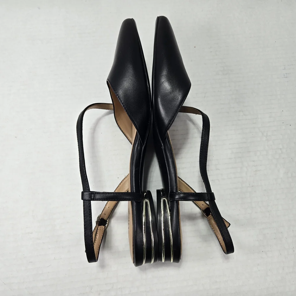 Naturalizer Hawaii Sling-back Black Ballet Flats With Poined Toe Size 9 Wide